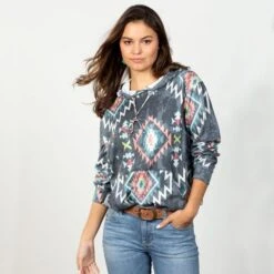 Ella Charcoal Aztec Hoodie