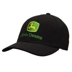 John Deere Men's Black Stretch Band Logo Cap