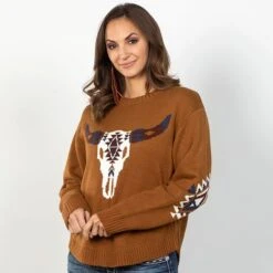 Wrangler Retro Rust Aztec Steerhead Sweater
