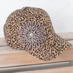 Olive & Pique Leopard Bling Cap