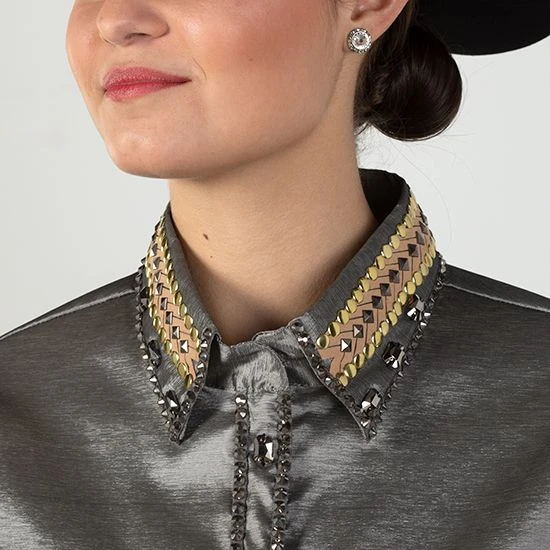 Silver Embellished Sheer Sleeve Show Blouse - Image 4