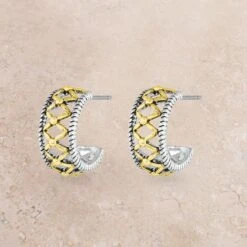 Montana Silversmiths Gold Woven Hoop Earrings